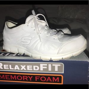 Nonslip white sketchers! AKA “Hooters shoes”